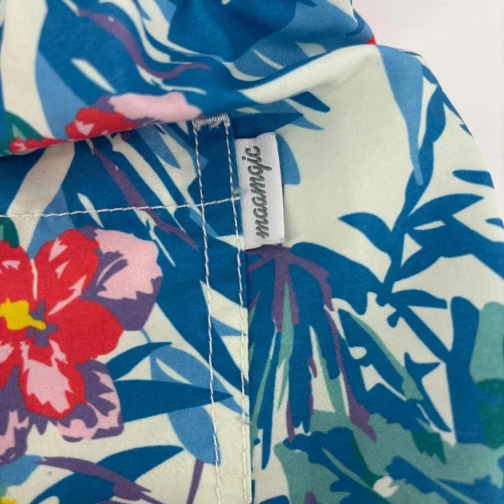 Maamgic Swim Trunks Mens Medium Blue‎ Floral Tropical Excellent Mesh Lined Short